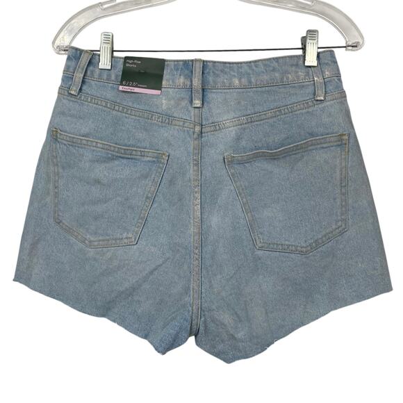 NEW WILD FABLE High Rise Button Fly Denim Jean Shorts Shimmery Blue Size 6 - Picture 2 of 5